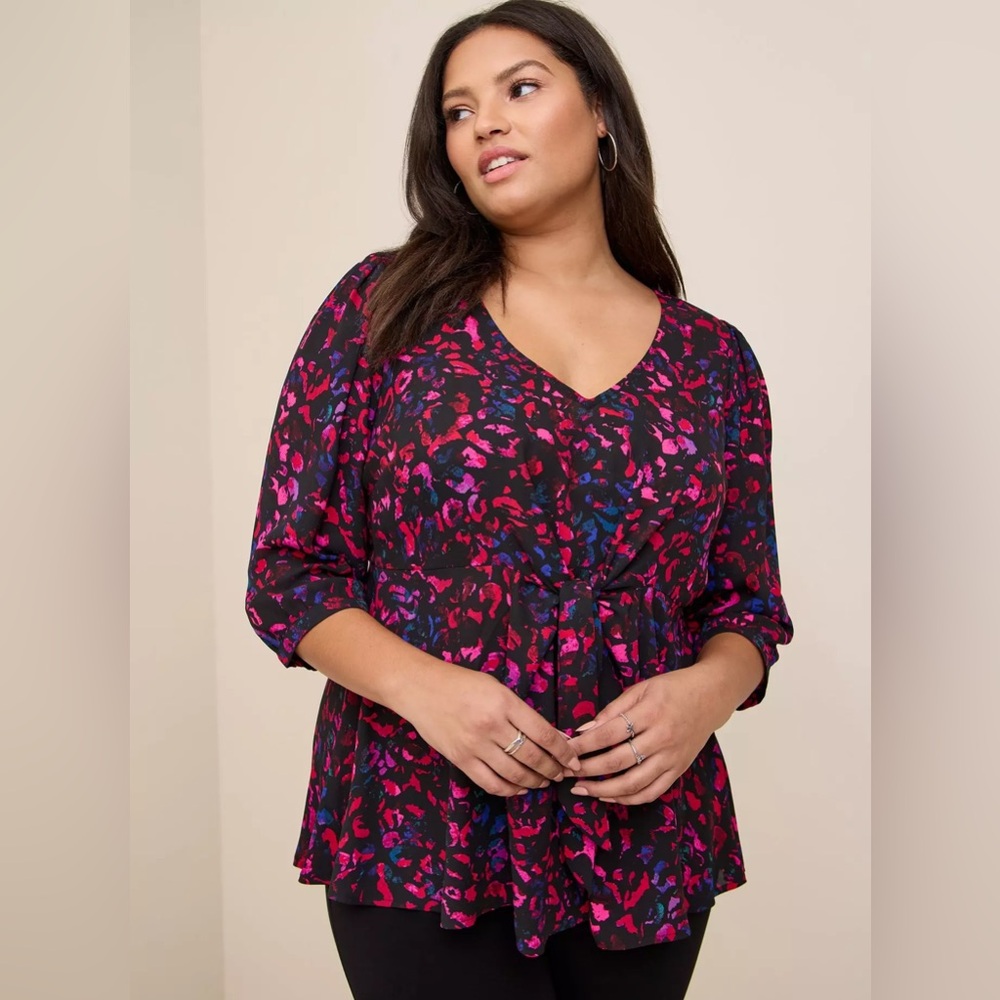 Torrid Georgette Tie Front Top Size 1 1X